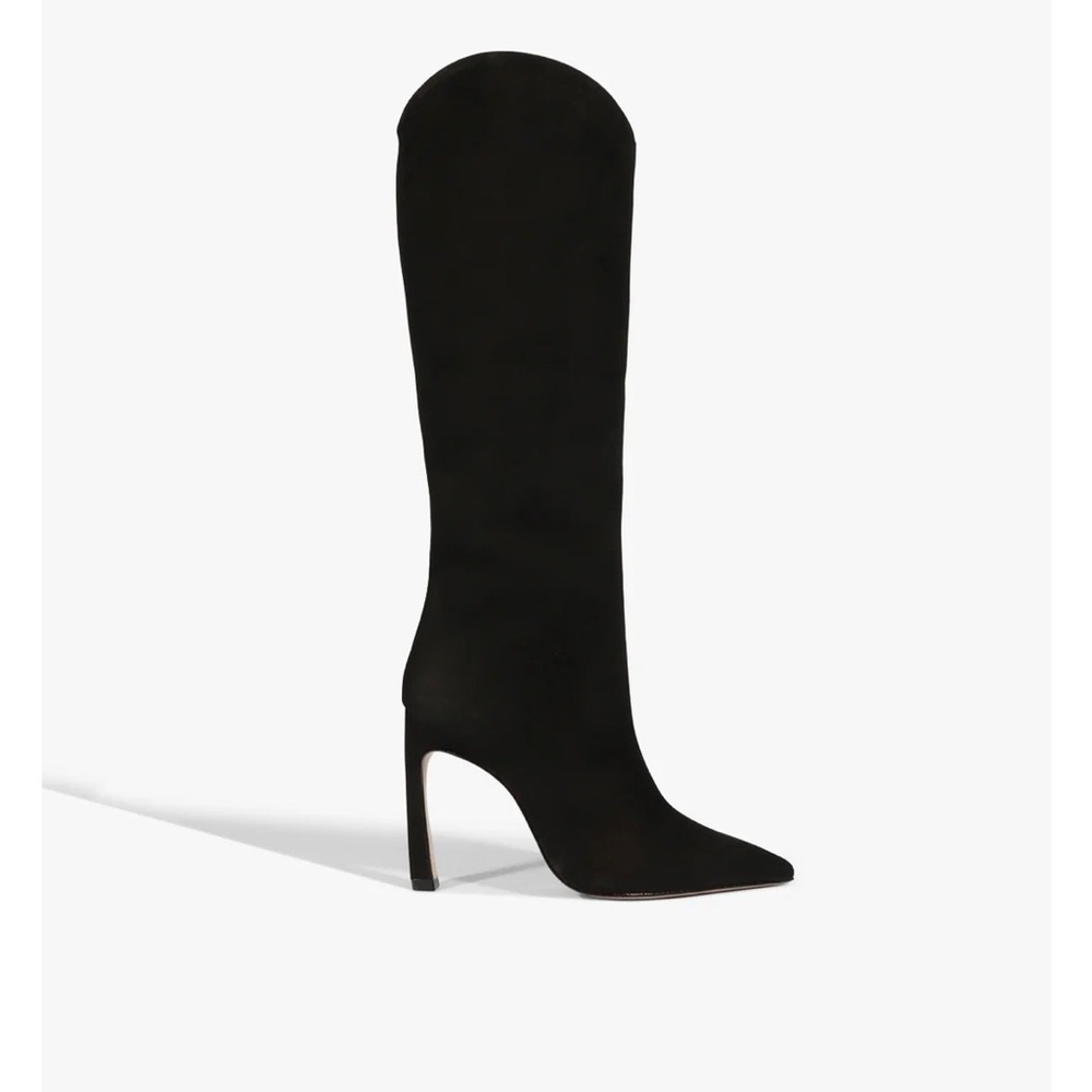Chic Black Suede Knee-High Boots